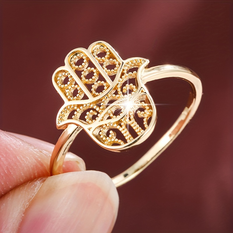 Copper Palm Shaped Hollow Out Ring for Women